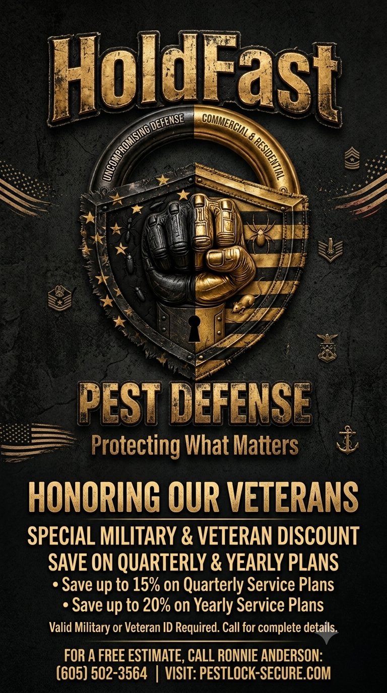 HoldFast Pest Defense flyer — special military and veteran discount